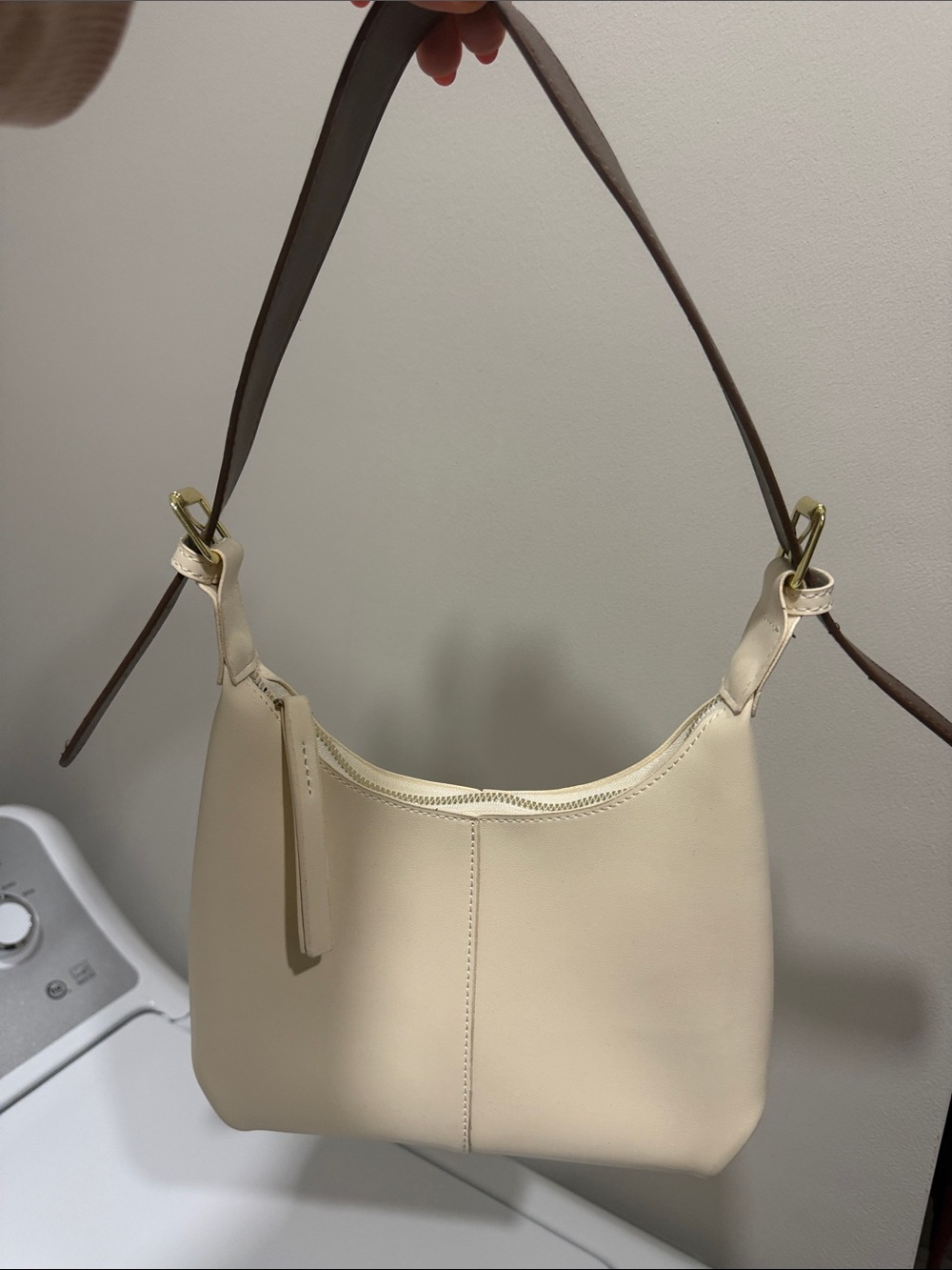 SHEIN Cream Shoulder Bag with Brown Strap